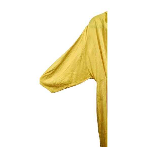 Diane von Furstenberg Yellow Draped Midi Dress Women’s Size 4 Silky Deep V Neck - Picture 3 of 10